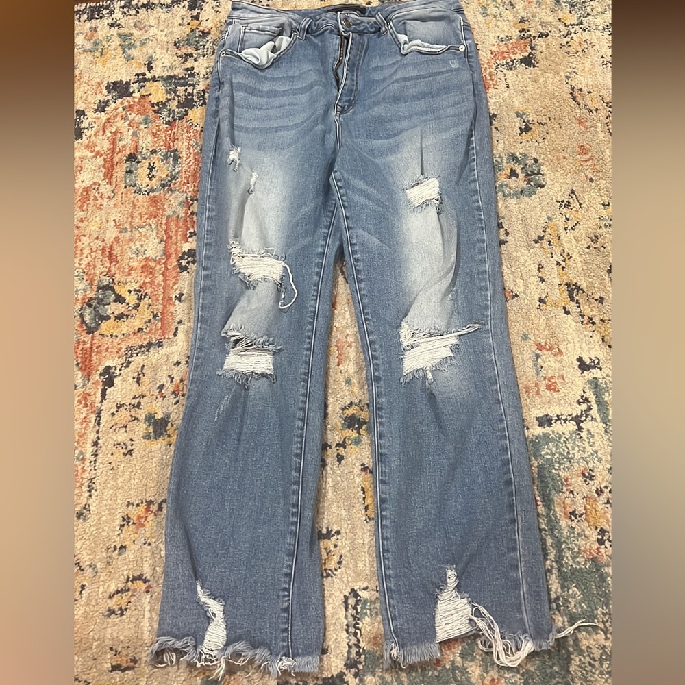 High Waist Risen wide straight jeans